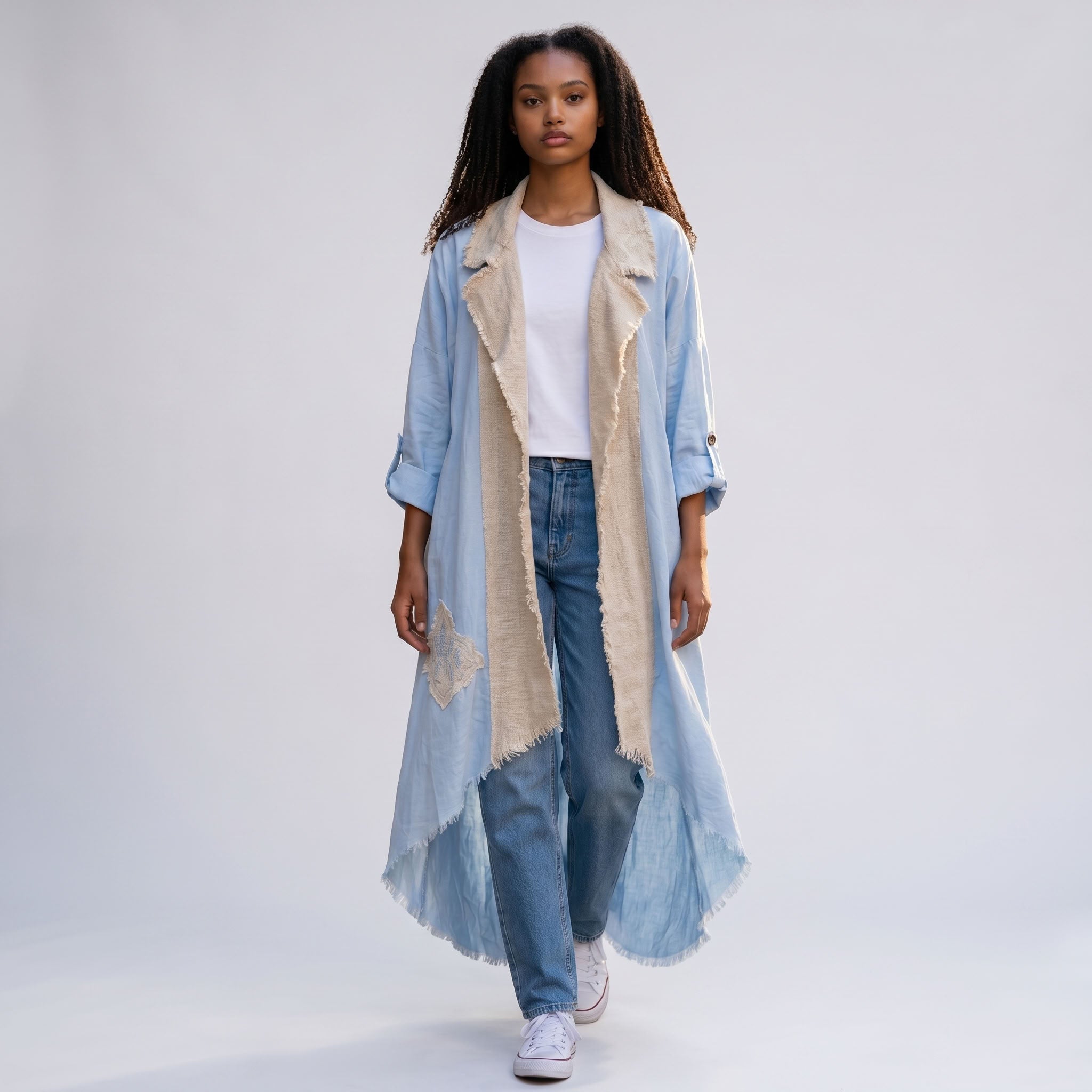 Laser Embroidery Cardigan - Blue look 1