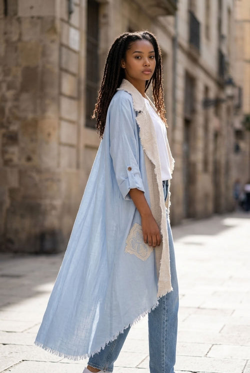 Laser Embroidery Cardigan - Blue look 2