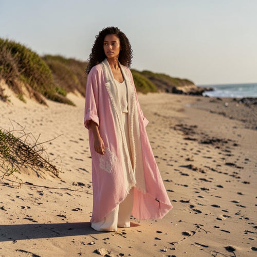 Laser Embroidery Cardigan - Pink - main