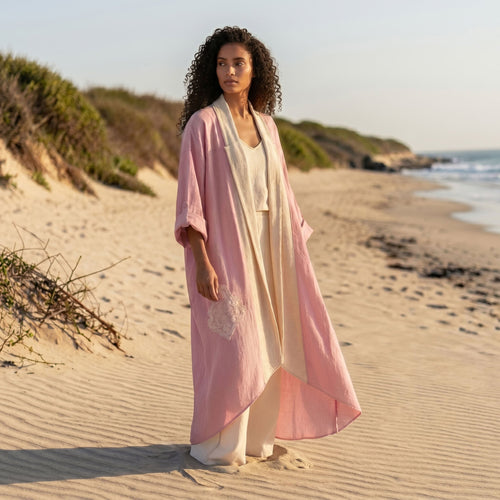 Laser Embroidery Cardigan - Pink